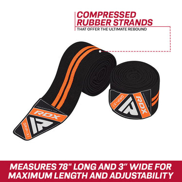 RDX K3 Elasticated Orange Knee Wraps