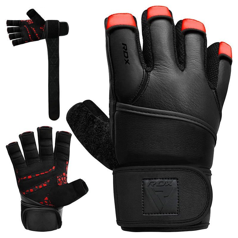 RDX L7 Gym Gloves | For Weightlifting | XL | Red / Black | WGL-L7R-XL+