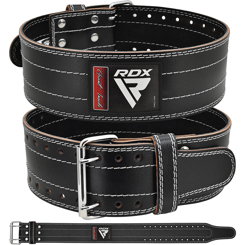 RDX RD1 4â€  Powerlifting Leather Gym Belt#color_white