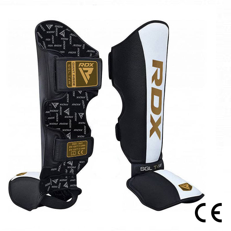 Maxx Adult Rex Leather Shin Pads - Muay Thai MMA Shin Guards With Instep Protection