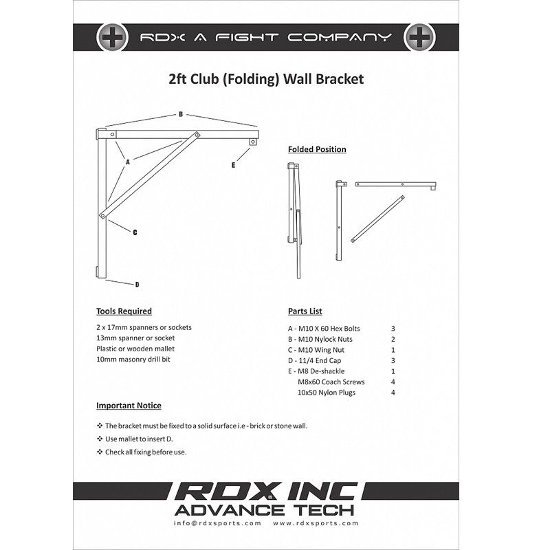 RDX X2W Foldable Wall Bracket