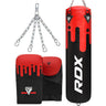 RDX F9 Red 4ft Unfilled Punch Bag with Bag Gloves 