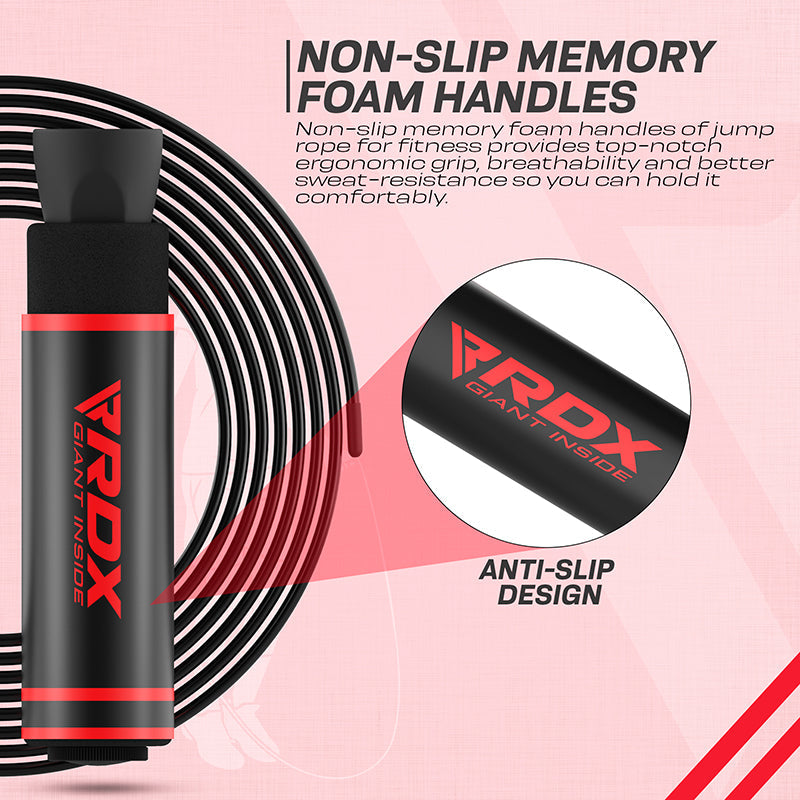 RDX SR Adjustable 10.3ft Non-Slip Memory Foam Soft Handles Skipping Rope#color_red