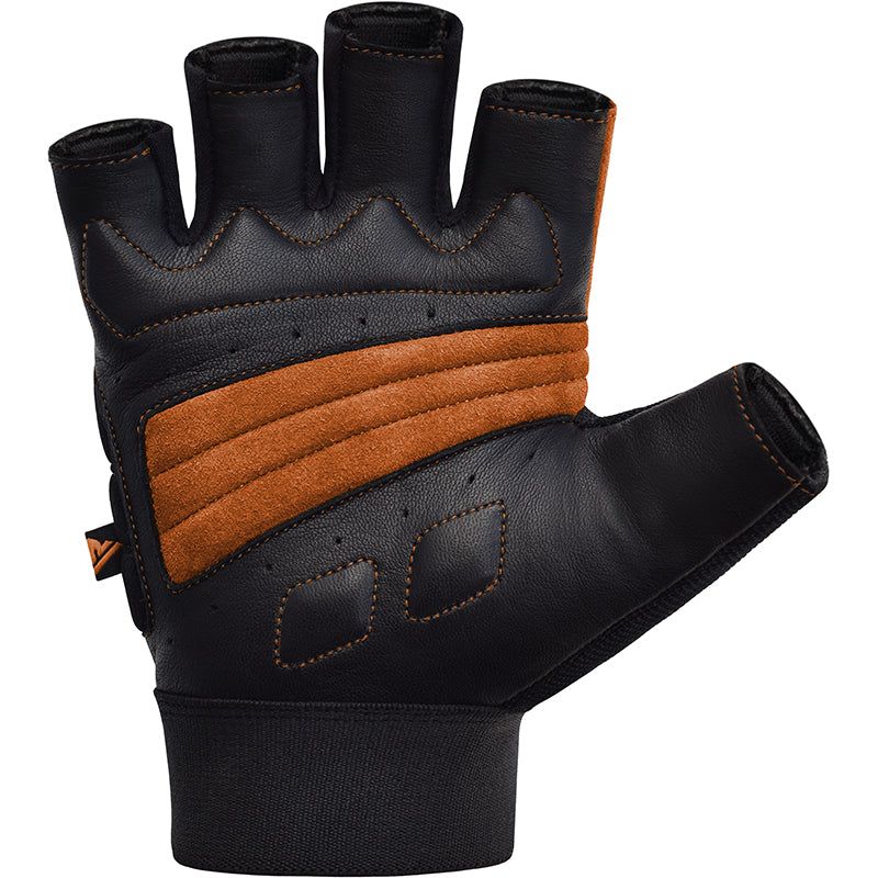 RDX S14 Leather Gym Gloves#color_tan