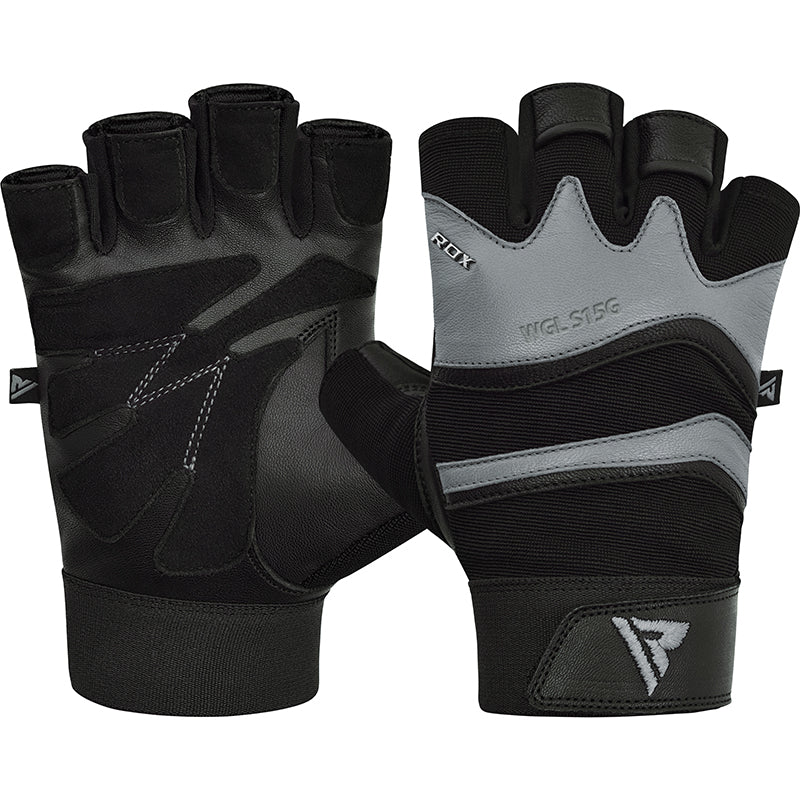 RDX S15 Leather Gym Fitness Gloves#color_grey