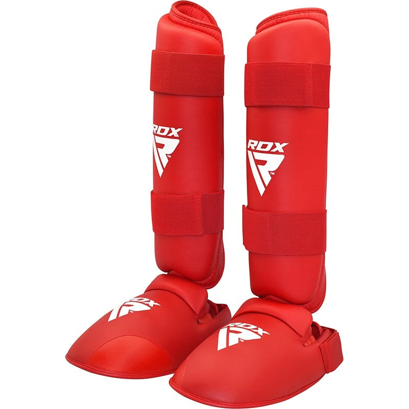 RDX X1 Semi Contact Large Red LeatherX Shin Instep Guards  
