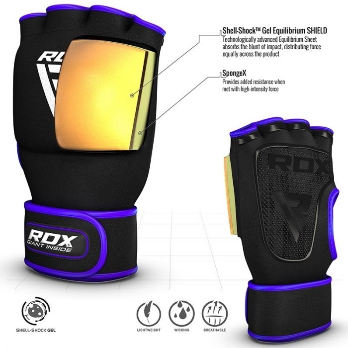 RDX X8 Boxing Inner Gel Glove with Wrist Strap#color_blue